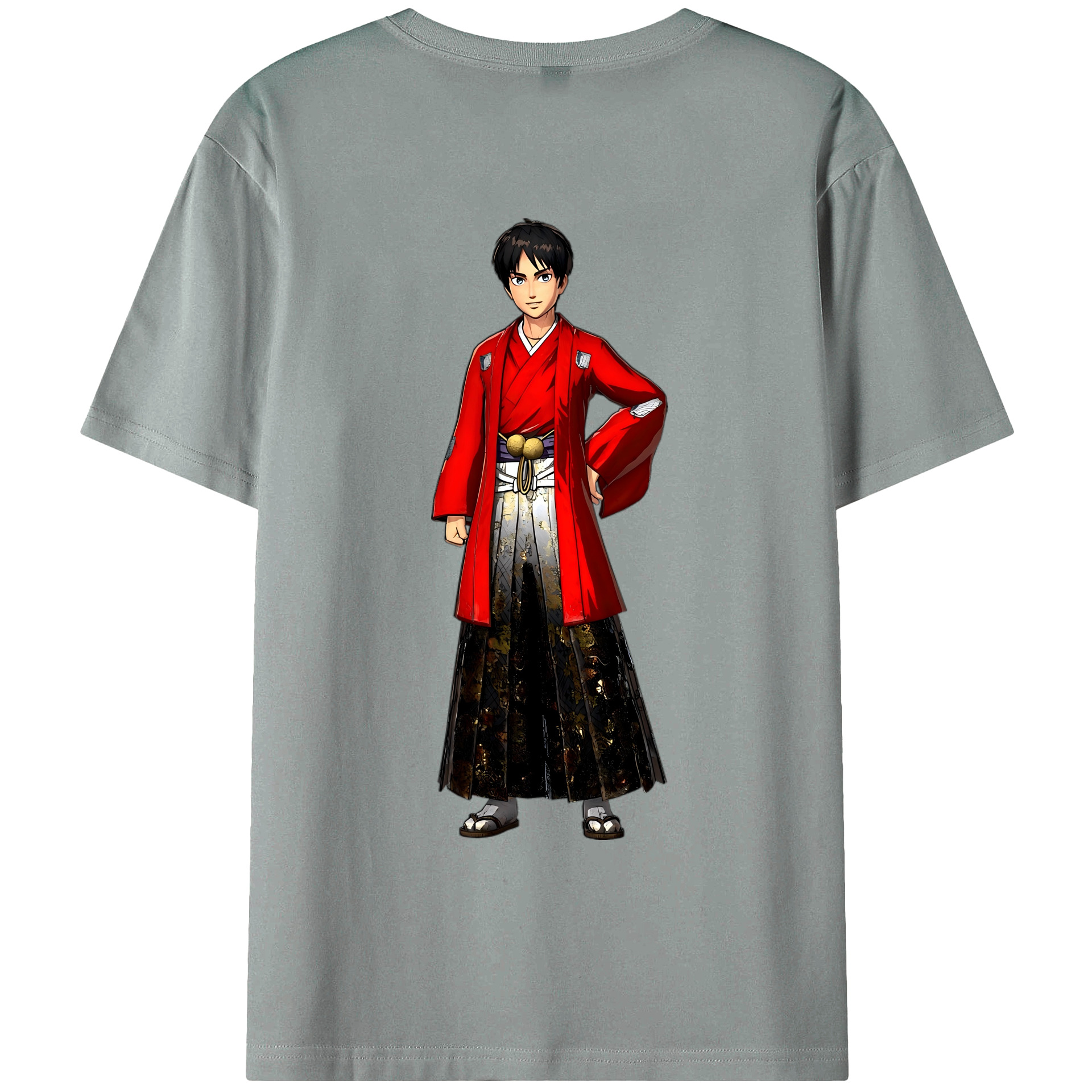 （画像用） 進撃の巨人 エレン･イェーガー Attack on Titan Eren Jäger 綿100％ メンズ半袖Tシャツ（バックプリント） 通気性